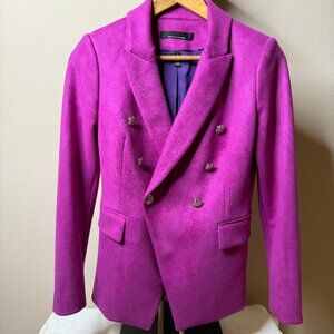 White House Black Market Violet Suede Double Breasted Blazer Size 0